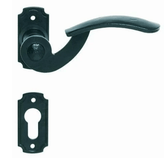 MP -Anschlüsse Tilly - r oval geschmiedet schwarz - Türgriff auf einer Rückplatte