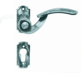 MP -Anschlüsse Tilly - R Oval Forged Grey - Türgriff auf einer Rückplatte