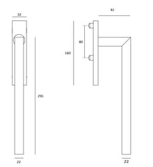 JNF - Balkongriff in.17.122 - Quadratgriffe für Holzfenster