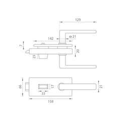 Tupai TI - LOCK für Glas mit Griff SONIA 4026 - WC - Schlösser für Glastüren