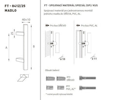 FT - Handle Code K41Z 40x10 mm SP -PCs - Quadratische Off -Set -Griffe