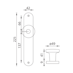 M.p MP - festgelegt Knauf - Also - gerade Kugeln auf ovalen Schildern
