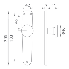 Ba - Knauf Auf Schild 2200 - B - gerade Kugeln auf ovalen Schildern