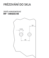 M.P MP - Einzigartige R8 - Horizontales Glasscharnier - Paar - Horizontale Scharniere und Scharniere für Glastüren