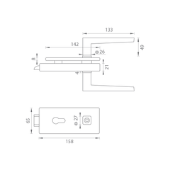 M.P MP - Einzigartige R8 - Schloss für Glas mit Griff Erica - PZ - Schlösser für Glastüren