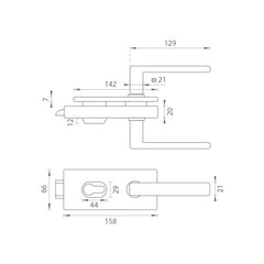 Tupai Ti - Schloss für Glas mit Griff Sonia 4015 - PZ - Schlösser für Glastüren