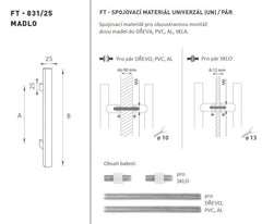 Ft - Handle Code K31 25x25 mm UN -Paar - gerade