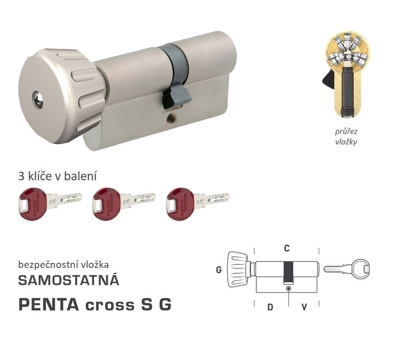 Dormakaba DK - Penta Cross S G - mit Taste - separate Sicherheitseinsätze - BT4