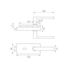 Tupai TI - LOCK für Glas mit Griff SONIA 4025 - BB - Schlösser für Glastüren