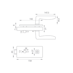 M.P MP - Einzigartige R8 - Schloss für Glas mit Griff Erba - WC - Schlösser für Glastüren