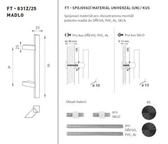 FT - Handle Code K31Z 25x25 mm UN PCs - Quadratische Off -Set -Griffe