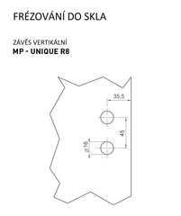 M.P MP - UNIQUE R8 - Vertikales Glasscharnier - Paar - Vertikale Scharniere und Scharniere für Glastüren.