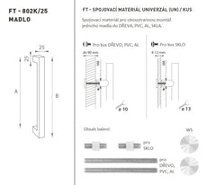 FT - CODE K02K 25x25 mm UN PCs - geradeaus - gerade