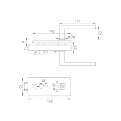 M.P MP - Einzigartige R8 - Glasschloss mit Quadra -Griff - WC - Schlösser für Glastüren