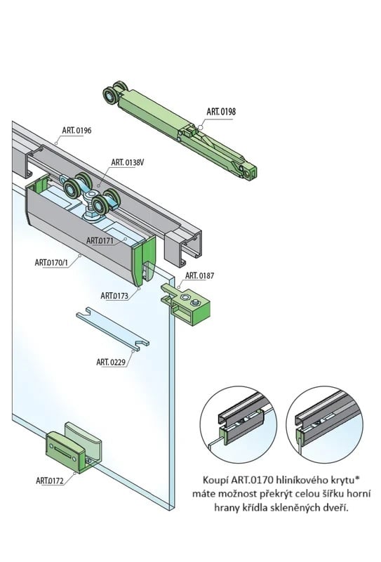 SC - Sliding System Series 100 Stummes Glas mit 100 kg sp