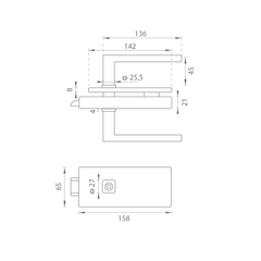 M.P MP - Einzigartige R8 - Glasschloss mit Pina -Griff - ohne vordere Öffnung - Schlösser für Glastüren