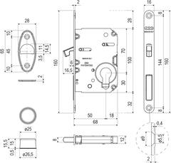 AGB - für Schiebetüren Welle eingestellt - HR PZ - Muscheln und Griffe für Schiebetüren