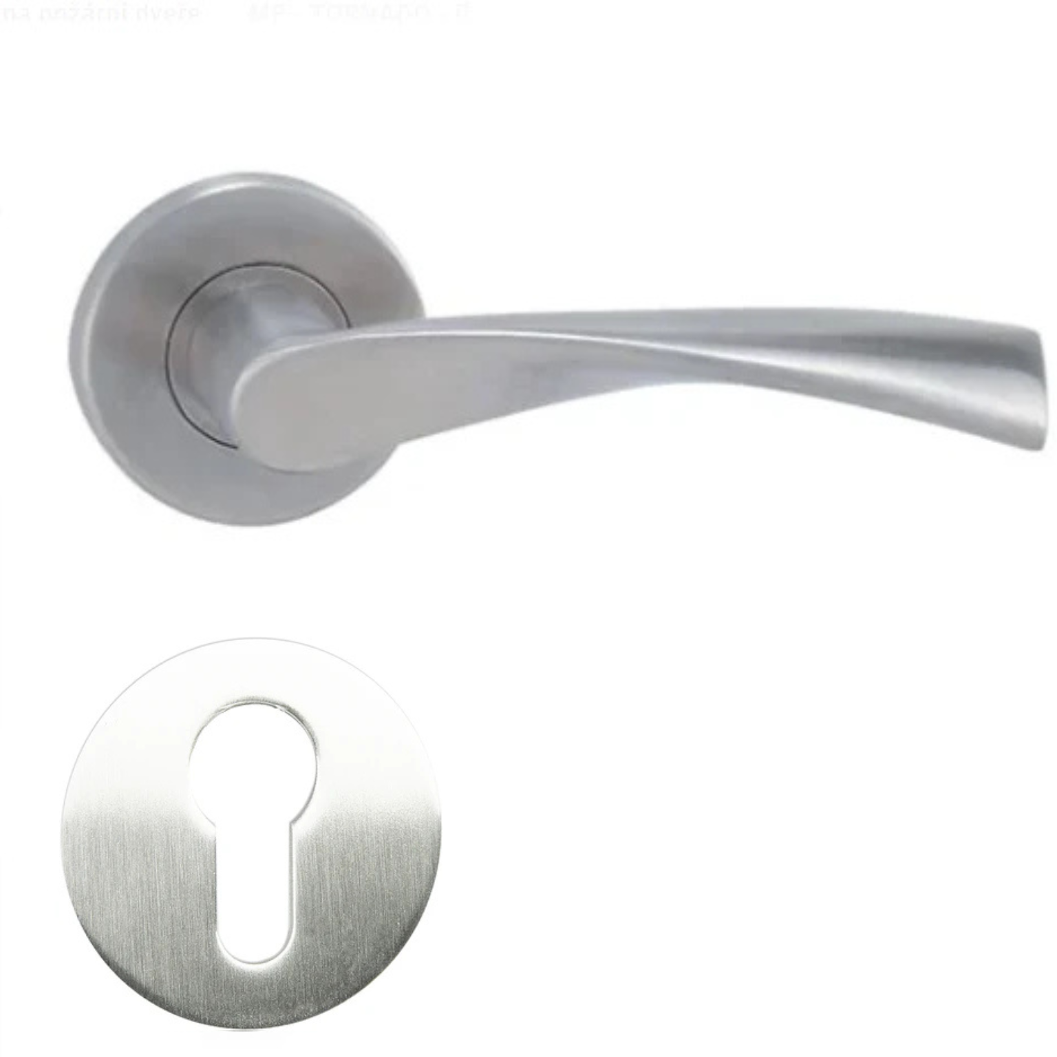 Tornado R - Stainless Steel Door Handle on a Round Rose