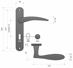 Alicja KJA 611 Satin Matt 72mm - Door Handle on a Backplate
