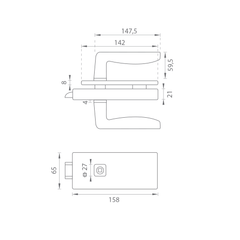 M.P MP - Einzigartige R8 - Glasschloss mit Erba -Griff - ohne vorder