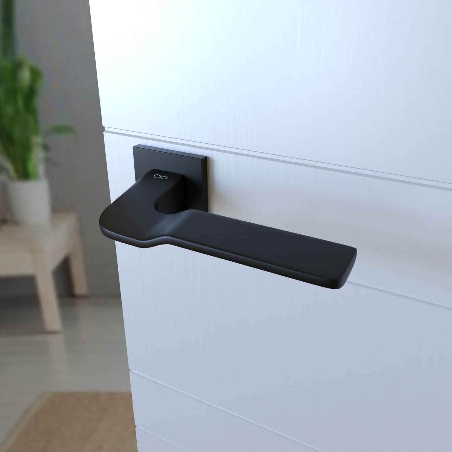 Infinity Line Bali SLIM Schwarz KBLA S B00 - Türgriff auf quadratischer Rosette