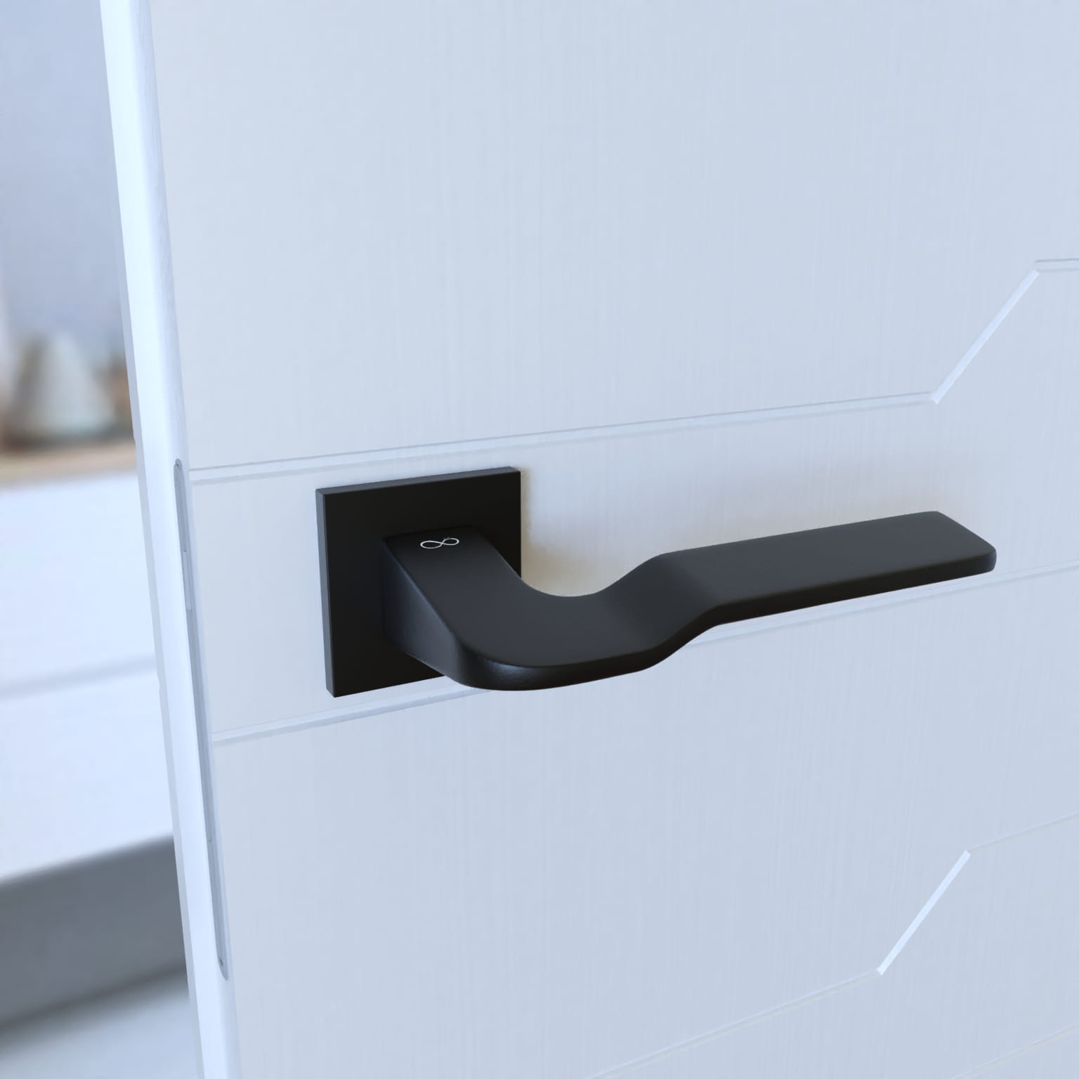 Infinity Line Bali SLIM Schwarz KBLA S B00 - Türgriff auf quadratischer Rosette