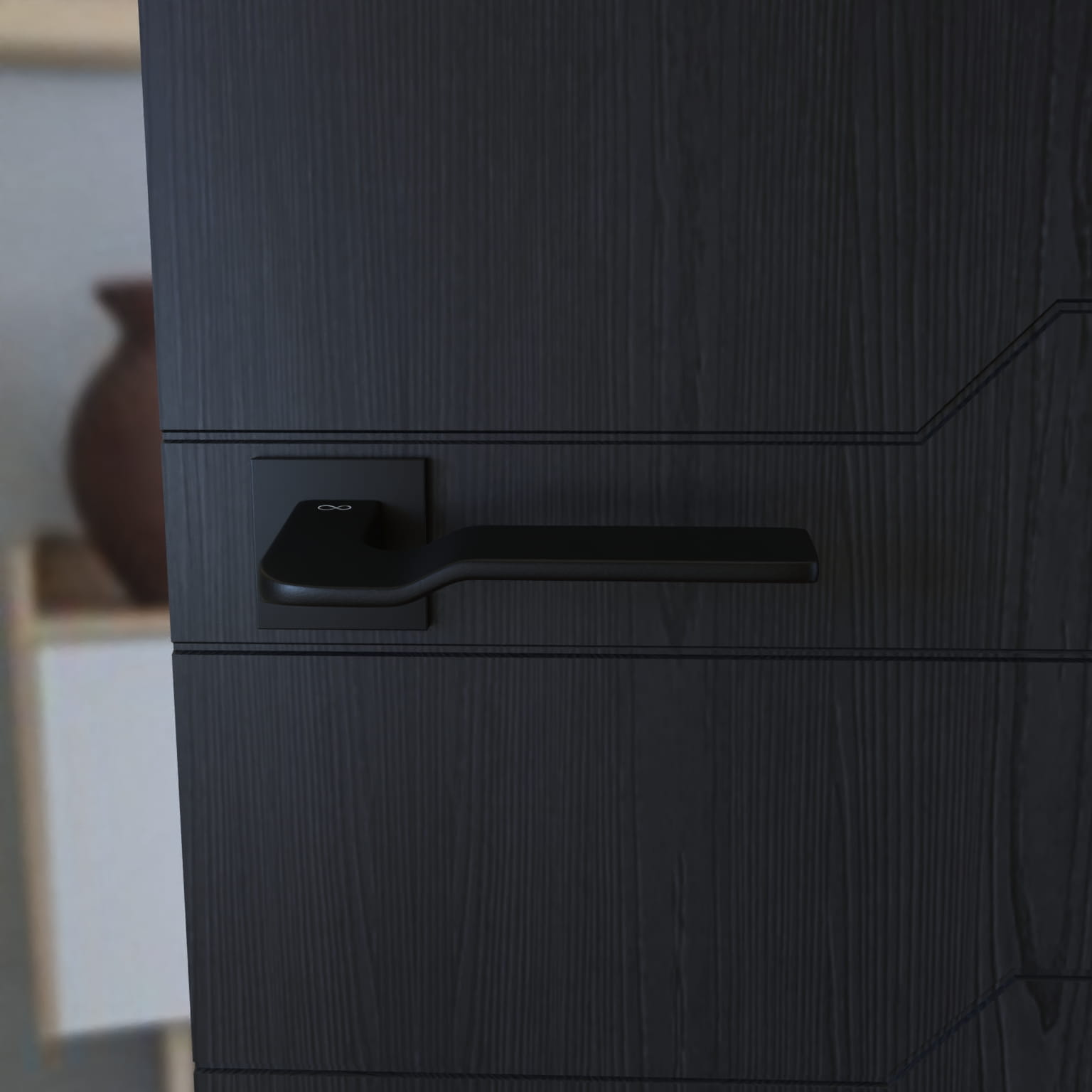 Infinity Line Bali SLIM Schwarz KBLA S B00 - Türgriff auf quadratischer Rosette