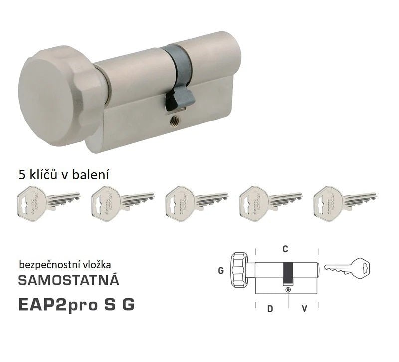 Dormakaba DK - EAP2PRO S G - mit Knopf - separate Sicherheitseinsätze - BT3