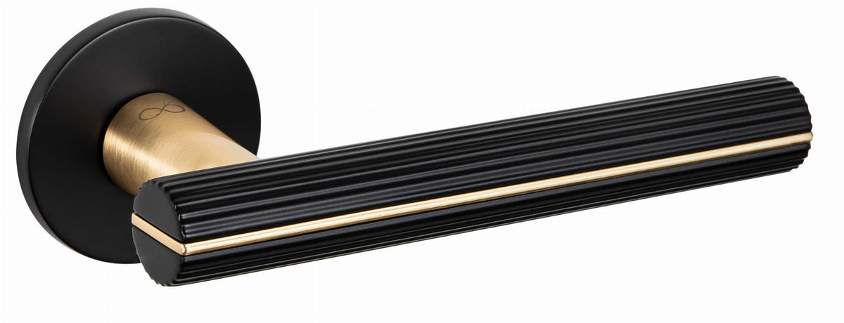 CAPRI KPRI S B00/MG00 schwarz-gold matt - Türgriff auf runder Rosette