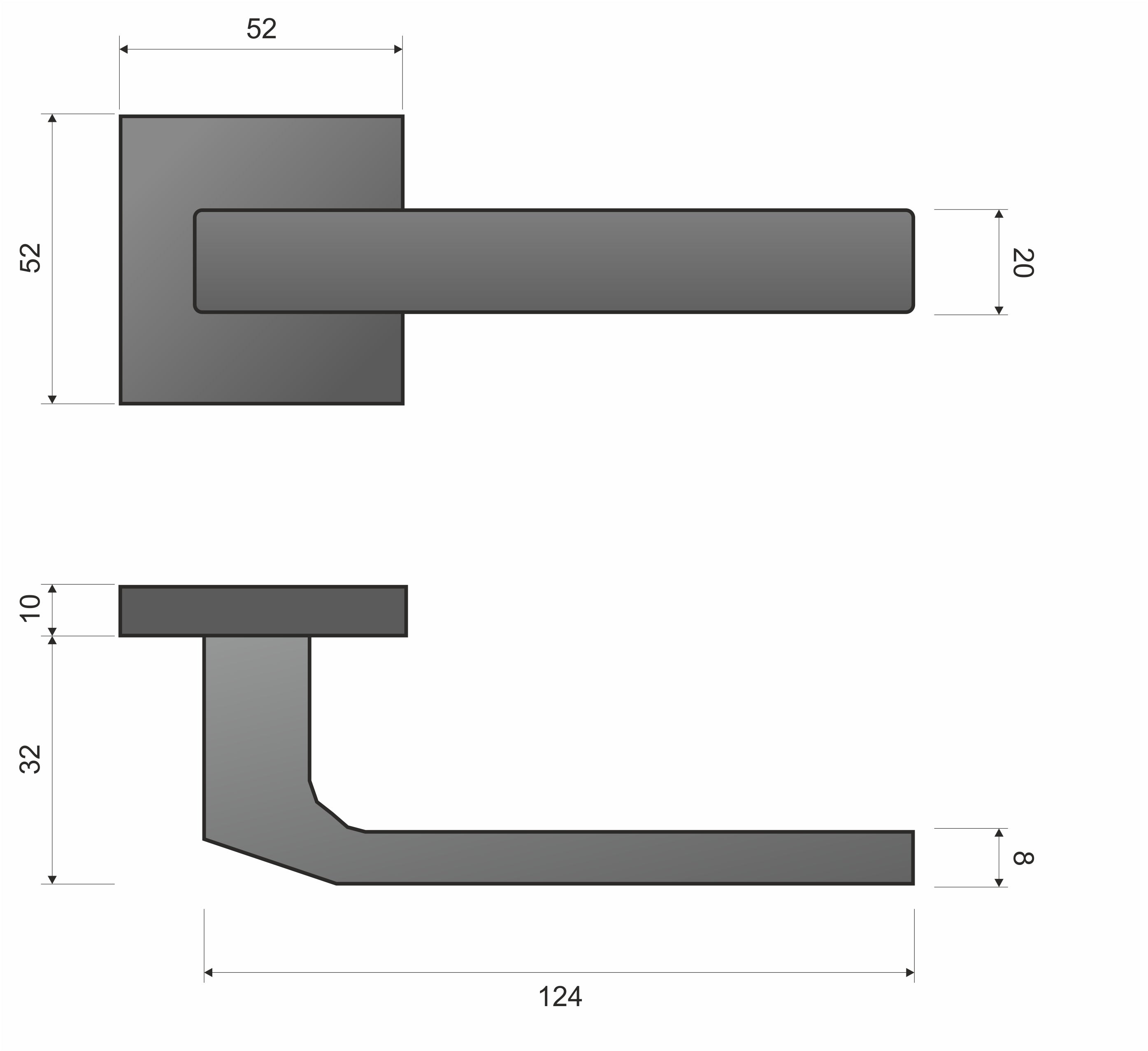 Carlo KCL 300 Satin - Türgriff auf quadratischer Rosette