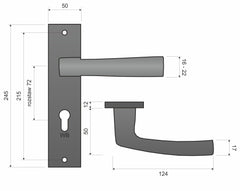 Cezar KCR 312 K+K Satin -External Door Handle on a Backplate