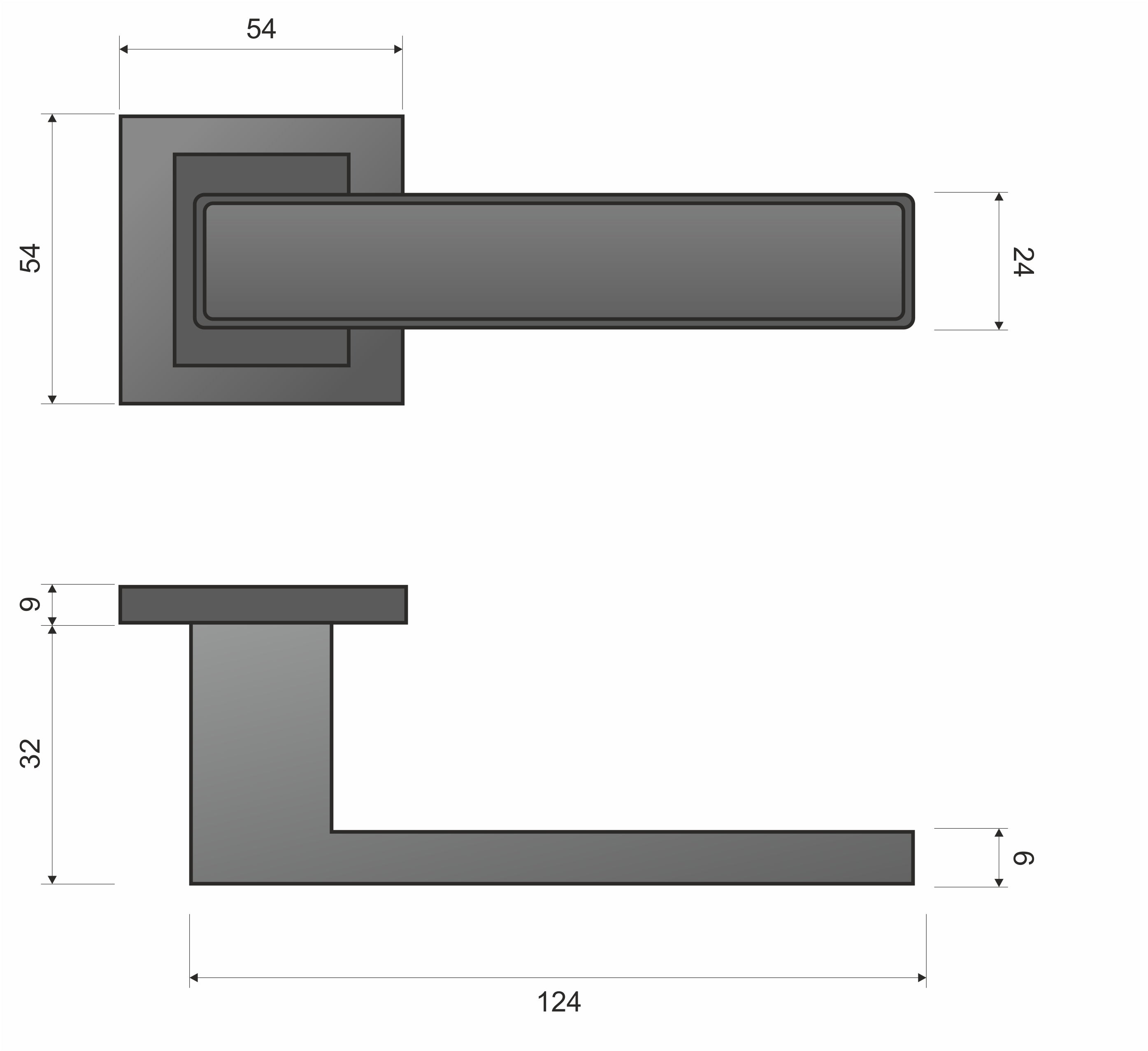 Infinity Line Concept KCK B00 Schwarz/Glamour - Quadrat Langschild-Türgriff