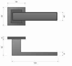 Infinity Line Concept KCK B00 Schwarz/Glamour - Quadrat Langschild-Türgriff