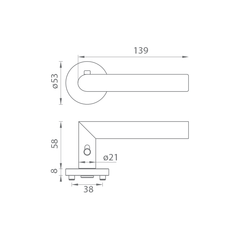 Griffwerk GK - Lucia Professional - R - S2L mit Verriegelung - Griffe auf runden Rosetten