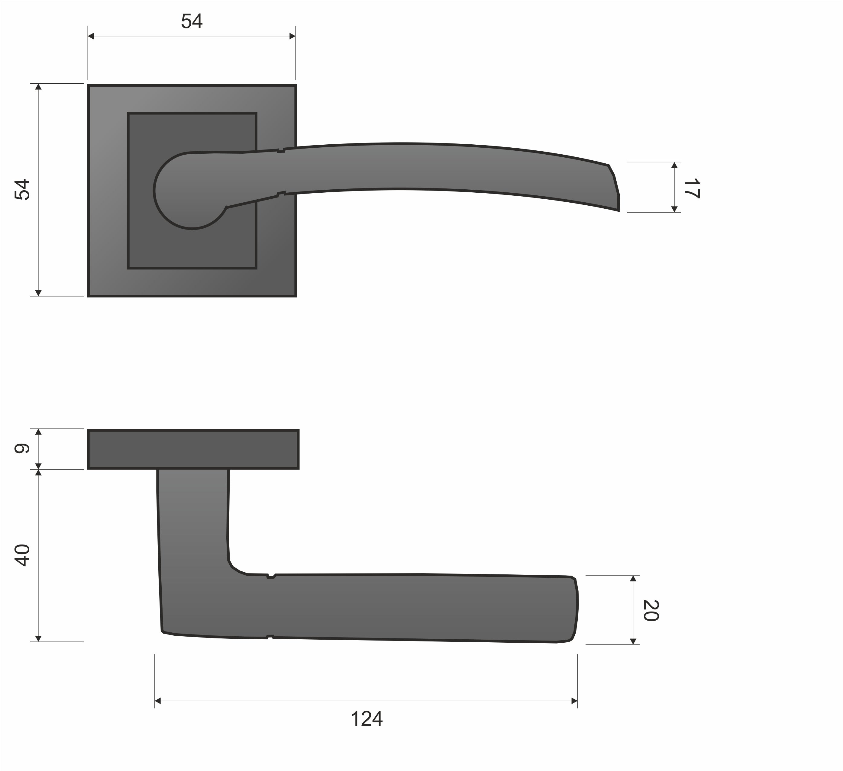 Infinity Line Dalia KDL 100K - Türgriff auf quadratischer Rosette