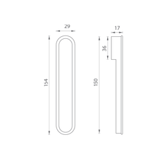 JNF - Griff für die Vorderseite der Schiebetür in 16.312 - Muscheln und Griffe für Schiebetüren