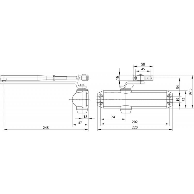 Assa Abloy CLOSER DC120 EN2/3/4 Silber - Türschließer mit Arm