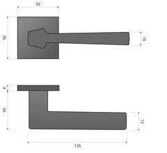 Infinity Line Diamond FIT schwarz KDF B00 - Türgriff auf quadratischer Rosette