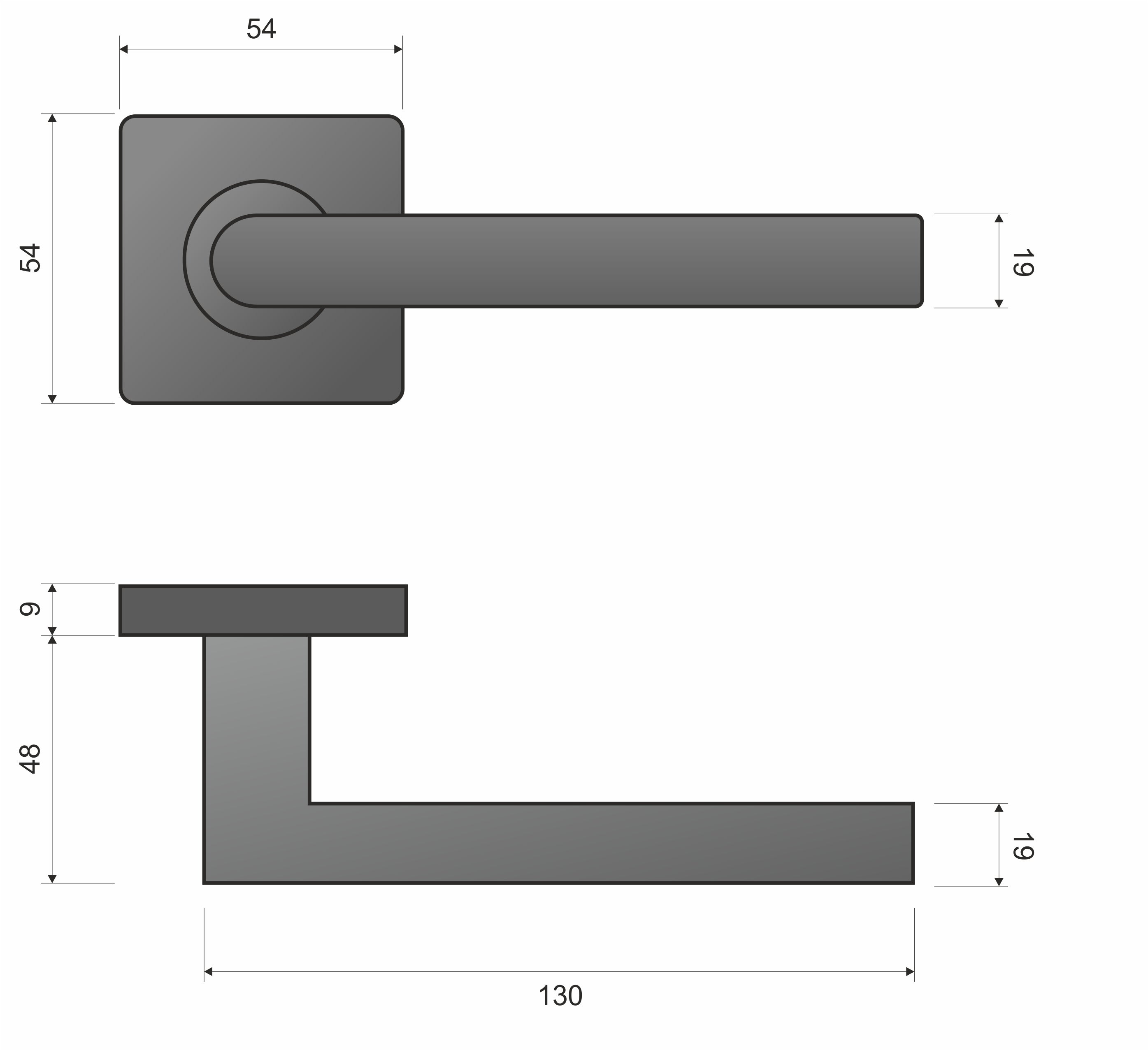 Infinity Line Duo KDU 500 Edelstahl - Türgriff auf quadratischer Rosette