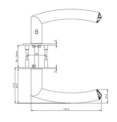 Griffwerk GK - JETTE CRYSTAL PIATTA S - R - S2L mit Verriegelung - Griffe an runden Rosetten