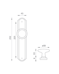 Ni - Rama - Knauf Auf Schild - gerade Kugeln auf ovalen Schildern