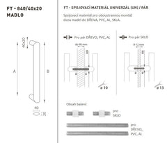 FT - Handle Code K40 40x20 mm UN -Paar - rund gerader Griff