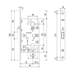 AGB - auf Drehungstürwelle eingestellt - HR ohne Öffnen - Muscheln für Drehtüren
