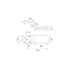 M.P MP - Einzigartige R8 - Glasscharnier mit horizontaler Platte - Paar - Horizontale Scharniere und Scharniere für Glastüren