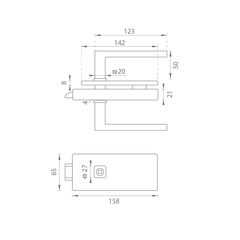 M.P MP - Einzigartige R8 - Glasschloss mit Quadra -Griff - ohne vordere Öffnung - Schlösser für Glastüren