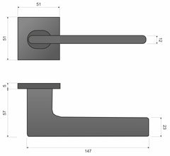 Ferrara KFRA S M700/B00 matt chrome/ black - Door Handle on a Square Rose