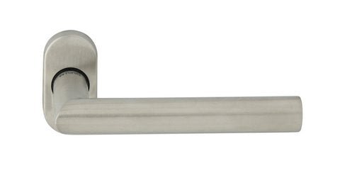 Richter tschechisch rk.f.1967.n Edelstahl-Türgriff auf ovaler Rosette