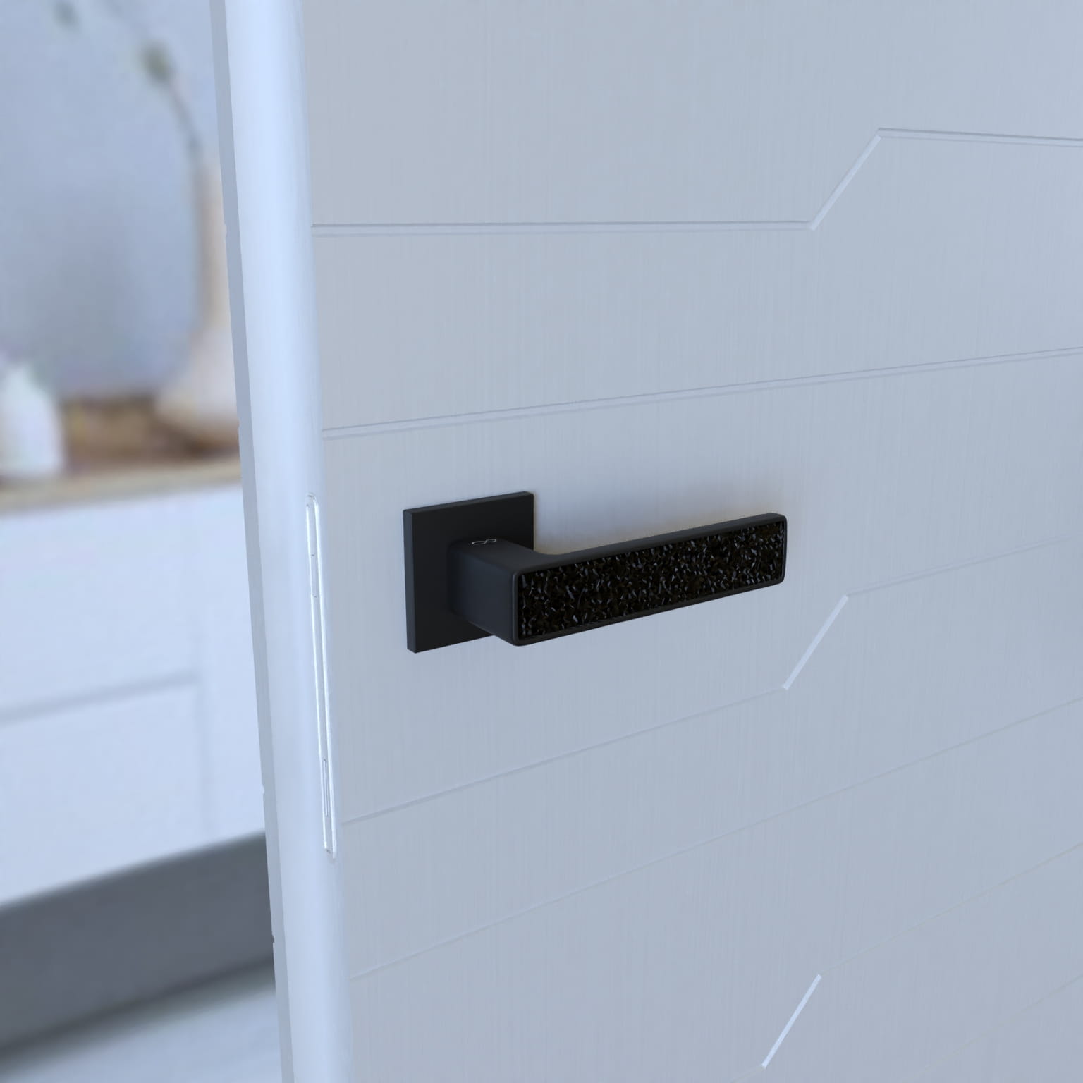 Infinity Line Concept KCK B00 Schwarz/Glamour - Türgriff auf quadratischer Rosette