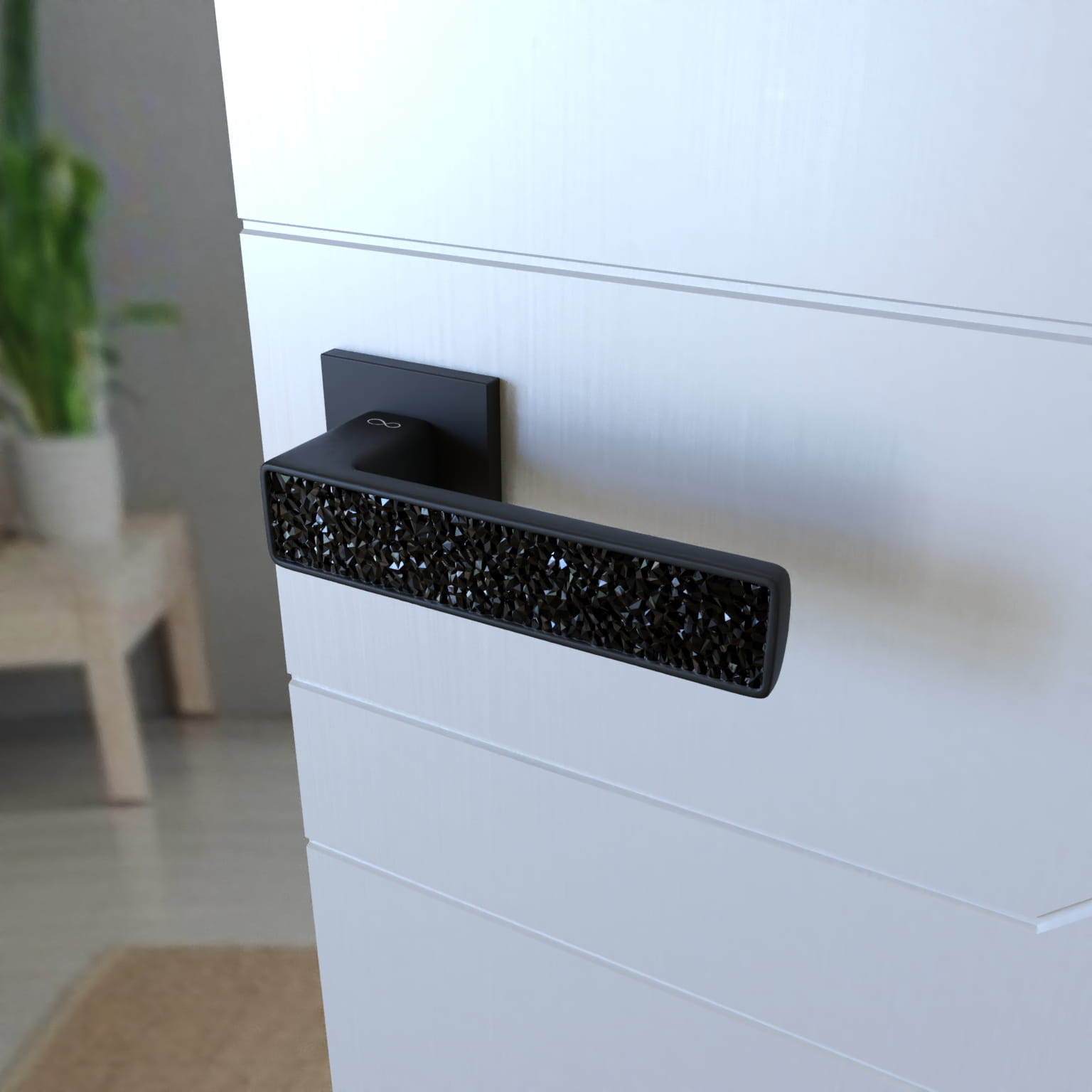 Infinity Line Concept KCK B00 Schwarz/Glamour - Türgriff auf quadratischer Rosette