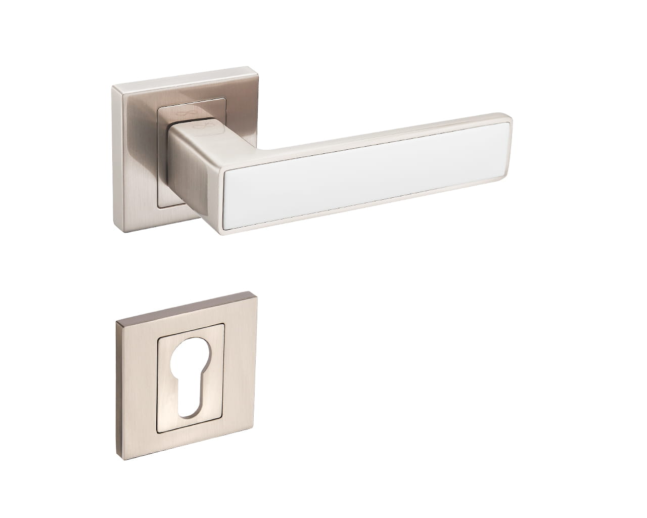 Concept KCK 300/800 Satin/White - Door Handle on a Square Rose